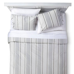 Homthreads Jackson Duvet Cover Set - Gray/Cream (Full/Queen)